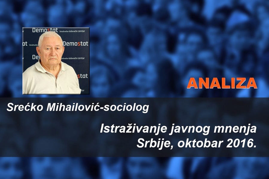 Analiza - Istraživanje javnog mnenja Srbije, oktobar 2016.